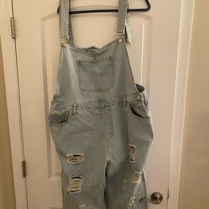 NWOT distressed overalls